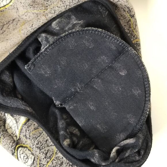 Womens Three-Quarter Sleeve Floral Print Black Gold Metallic Crop Top Size M/L - Picture 9 of 10